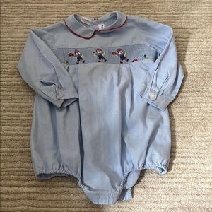Blue Embroidered Kids One Piece hand smocked clown 24 months